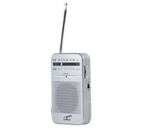 LTC Lega Radio de bolsillo FM/AM, antena telescópica, 2xAA, Plata