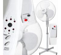 LTC Ventilador de pie de 50 W con mando a distancia - Ventilador de suelo potente, oscilante, 3 velocidades, temporizador de 7,5 h, silencioso y eficiente (blanco)