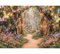 LTDKAEN Telón de fondo de bosque encantado de 7 x 5 pies, diseño floral de primavera, jardín, país de las maravillas, fondo de fotografía, cuento de hadas, país de las maravillas, decoración