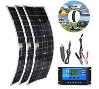 LTdlhFk Panel Solar Flexible De 100w 18v,Kit De Panel Solar Plegable Portátil con Controlador Y Orificios De Posicionamiento para Camping,Electrónica,RV,Caravana,3x100W-40Acontroller