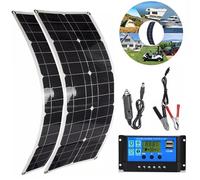 LTdlhFk Panel Solar Flexible De 100w 18v,Kit De Panel Solar Plegable Portátil con Controlador Y Orificios De Posicionamiento para Camping,Electrónica,RV,Caravana,2x100W-30Acontroller