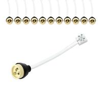 LteelDay Pack de 12 Casquillos GU10 con Bloque de Terminales, Cable 15cm | Portalámparas cerámico precableado, cable silicona doble aislamiento con manga protectora, 250V 100W, para LED y halógenos.