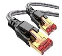 Ltemziiy Cat 8 - Cable de red trenzado (2 m, 2 unidades, 40Gbps, 2000 MHz, S/FTP con conector RJ45, conectores dorados, para gaming/módem)