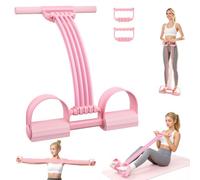 LTFIOON 3 en 1 Banda de Resistencia con Pedal, 8 Tubos - Elige 1-8 Tubos según tu Fuerza, Asas Desmontables, Entrenador Abdominal para Todo el Cuerpo, Yoga y Fitness en Casa (Rosa)
