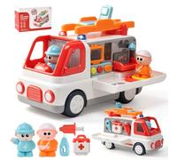 LTFIOON Ambulancia Juguete, Vehículo Emergencia con Luces y Sonidos, Piezas Desmontables, Juguete Montessori Educativo 3+ Años, Regalo Niños y Niñas