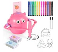 LTFIOON Drawing Robot, Robot de Dibujo para Niños con 100 Tarjetas, Robots de Pintura, Juguete Educativo Interactivo Robots de Dibujo Mágico para Niños&Niñas (Rosa)