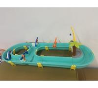 LTFIOON Juego de Agua con Circuito Acuático, 37 Piezas Mesa de Agua para Niños con Barcos - con Caña de Pescar Magnética y Figuras de Animales para Diversión en el Agua a Partir de 3 Años