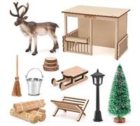 LTFIOON Kit Puerta de Elfo Navidad, 14 Piezas Miniatura Accesorios | Elfo Mágico Navidad Accesorios, con Reno, trineo, Árbol de Navidad, Decoración de Navidad y habitación infantil