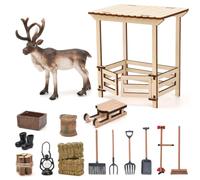 LTFIOON Kit Puerta de Elfo Navidad, 16 Piezas Miniatura Accesorios | Elfo Mágico Navidad Accesorios, con Reno, trineo, herramientas de jardín, Decoración de Navidad y habitación infantil