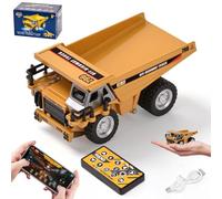 LTFIOON Mini Camión Volquete RC, 1:64 Camión Volquete Teledirigido de Metal con App y Mando 2,4 GHz, Vehículo de Construcción RC con Luces y Sonido, 2 Velocidades, Recargable por USB