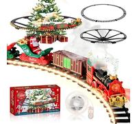LTFIOON Tren Eléctrico de Navidad con Riel Luminoso - Tren Navideño para Árbol con Luces LED Cálidas, Spray y Sonido, Set Clásico de Trenes de Navidad para Niños 3 Años o Más - Regalo Mágico