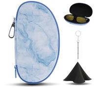 LTGEM - Funda rígida para gafas de sol, luz azul, gafas de seguridad, gafas de lectura, gafas de conducción nocturna con clip de metal para cinturón, 5. Azul mármol, Small
