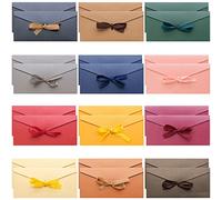 LTHERMELK 24 sobres para tarjetas de felicitación, 22 x 11 cm, 12 colores, bonitos sobres con lazo para tarjetas de regalo, tarjetas de visita, invitaciones, cartas de disculpa, cartas de cortesano