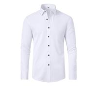 LTHTX Mens 4 Way Stretch Long Sleeve Button Down Shirts, Wrinkle Free Long Sleeve Work Shirt, 4 Way Stretch Shirts for Men (43/ 3XL,White)