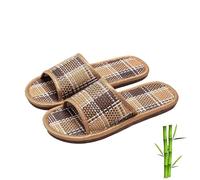 LTHTX Sandalias de bambú para mujer, tatami, paja, ratán, tejidas, antideslizantes, sandalias tejidas de bambú, Rejilla, 39 EU