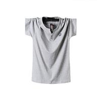 LTHTX Verano de los hombres de talla grande M -8XL camisa de gran tamaño de algodón gordo con cuello en V camiseta de color sólido manga corta