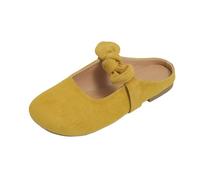 LTHTX Zapatos sin cordones con detalle de lazo para mujer, puntera cerrada, zapatos planos Mary Jane, cómodos zuecos sin espalda para mujer, paseos de verano casuales, Amarillo, 38.5 EU