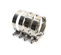 LTI Rango de trabajo 80 mm-88 mm T-Bolt Abrazaderas de alta PSI de alta calidad Full 304 de acero inoxidable Turbo Intercooler Manguera para manguera de identificación de 3 pulgadas (paquete de 4)