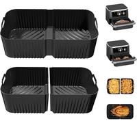 Ltiboatzige Forro de silicona para freidora de aire para cajón Flexi de 10,4 L, AF500UK y Ninja Foodi Flexdrawer, 3 paquetes, color negro