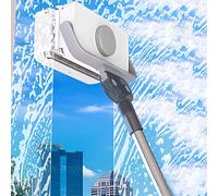 LTLJX Limpia Cristales Magnético con 120cm Mango Telescópico y Cabezal Giratorio Cepillo para Limpiar Ventanas, Vidrio de Doble Cara, Automóvil, Ducha,5-35mm,Gris