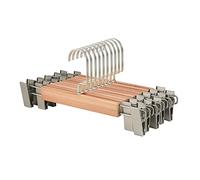 LTLWSH 10 Unidades Perchas de Madera Retro, Antiguo Marrón Percha para Pantalones Shorts Faldas Calcetines Ropa Interior, con Clips Antideslizantes y Ganchos Giratorios,B