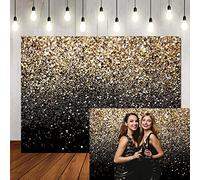 LTLYH Telón de fondo negro y dorado de 10 x 10 pies, telón de fondo de vinilo para fotografía, fondo vintage astracto para fiestas de cumpleaños familiares, recién nacidos, accesorios de estudio 129