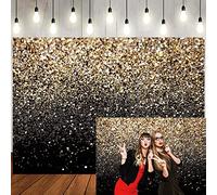 LTLYH Telón de fondo negro y dorado de 7 x 5 pies con lunares dorados de vinilo para fotografía de fondo vintage astracto para la familia, fiesta de cumpleaños recién nacidos 129