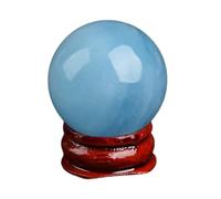 LTRAJUYNH Aquamarine Crystal Ball Home Decoration Gemstone Sphere Sculpture Figurine for Office Table Decor Wealth Orb,40~45mm
