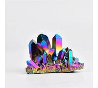 LTRAJUYNH Beautiful Metal Colour Aura Angel Crystal Cluster Titanium Coating Quartz Ornaments (Size : 70-80g)
