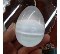 LTRAJUYNH Beautiful Polished Shiny White Selenite Egg Crystal Gemstone