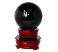 LTRAJUYNH Big Divination Obsidian Fengshui Sphere, Black Crystal Ball Figurines,Gemstone with Stand for Home Decorations Ornaments,11cm
