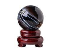 LTRAJUYNH Black and White Striped Agate Crystal Ball Raw Stone Polished Home Desktop Feng Shui Ornaments,80mm