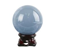 LTRAJUYNH Blue Angelite Crystal Ball with Stand, Feng Shui Stone Sphere Sculpture Balls for Witchcraft and Home Decorative,50~60mm