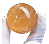LTRAJUYNH Citrine Crystal Sphere Ball Feng Shui Ornament Yellow Iceland Spar for Magic/Photography/FengShui/Witchy Gifts/Halloween Décor,6cm