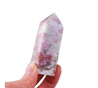 LTRAJUYNH Crystal Plum Blossom Tourmaline Four Side Column Tower Gemstone Home Decoration Ornaments (Size : 60-80g)