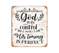 LTRAJUYNH Faith Sign Vintage Aluminum Sign with Encouraging Quote for Home Decor Office Wall-Art Religious Inspirational Message Gods Plan (8 X 12 inch)