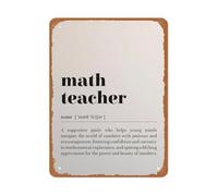 LTRAJUYNH For Educators Metal Sign Math Teacher Definition Minimalist Typography for Classroom Teacher’s Lounge 8 X 12 in