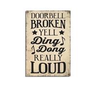 LTRAJUYNH Funny Doorbell Broken Yell Really Loud Metal Sign Vintage Humor Novelty Warning Sign for Home Bar Porch Garage Man Cave Decoration 8 X 12 inch