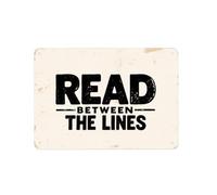 LTRAJUYNH Funny Office Sign Vintage Aluminum Sign with Smart Quote for Home Office Game Room Wall Decor Read Between the Lines Saying Rustic Sign (8 X 12 inch)