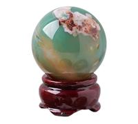 LTRAJUYNH Home Decor Crystal Ball Green Cherry Agate Sphere Gemstone Raw Stone Polished for Witchcraft and Decorative Balls Sculpture Figurine,4~4.5cm