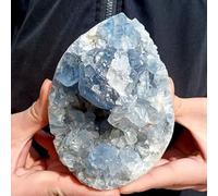 LTRAJUYNH Irregular Blue Celestite Raw Stone, Crystal and Rough Gemstone for Fountain Home Garden Decor,900~1000g