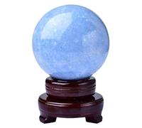 LTRAJUYNH Kyanite Sphere,Premium Blue Crystal Ball with Display Base,Polished Stone Feng Shui Decoration for Home & Office Decor,11cm