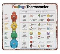 LTRAJUYNH Metal Sign Feelings Thermometer Emotion Regulation Chart Aluminum Coping Skills for Mental Health Classroom 8 X 12 in