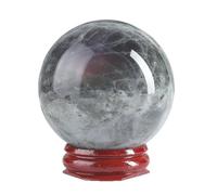 LTRAJUYNH Purple Labradorite Crystal Ball Sculpture Figurine Gemstone Sphere with Wooden Stand for Divination Home Decoration Gift,35~40mm