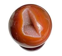 LTRAJUYNH Red Agate Geode Carved Sculpture|Round Crystals Decorative Sphere|Crystal Minerals |Fengshui Home Decor,40~50mm
