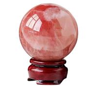 LTRAJUYNH Red Calcite Crystal Ball with Stand,Real Quartz Sphere for Decoration, Polished Divination Stone for Feng Shui Home Office,6~7cm