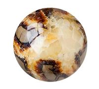 LTRAJUYNH Septarian Dragon Crystal Ball Ornament,Fengshui Stone Sphere with Wooden Base, Polished Balls for Home Office Tabletop Decoration,30~40mm