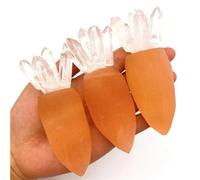 LTRAJUYNH Stone 1pc Orange Selenite Carrot Quartz Crystals Polished Clear Column Gypsum Home Decor