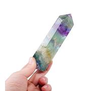 LTRAJUYNH Stone Feather Fluorite Crystal Four Side Column Point Quartz Tower Home Decoration Ornaments (Size : 250-300g)
