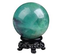 LTRAJUYNH Stone Polished Purple Green Fluorite Crystal Ball Crystals Sphere Divination Sculpture Figurine for Balancing Spiritual Gift,45mm